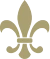 The image displays a gold fleur-de-lis, a stylized lily often used as a decorative design or symbol.