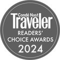 Condé Nast Traveler Readers' Choice Awards 2024 logo in a circular gray design.