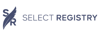 The image shows the logo of Select Registry, featuring the letters 